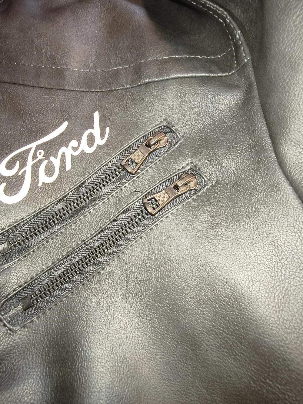 Ford Men's Black Hooded Faux Leather Jacket - Picture 8 of 8